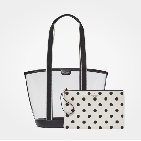kate spade Handbags - BRAND BRAND BRAND NEW!! Kate Spade NEW YORK Clr W/Blk/Wte Straps Tote Bag & Xtra